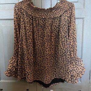 CeCe Cheetah Off the Shoulder Blouse